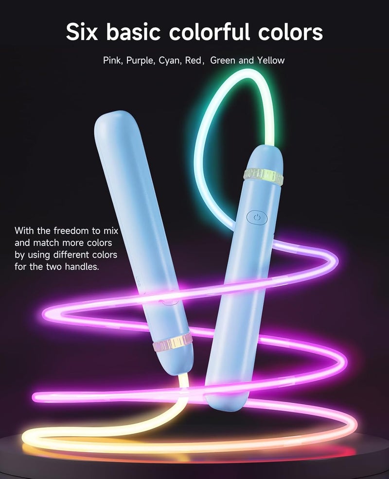 ACHDOFITS LED Light Up Jump Rope for Kids and Adult, Adjustable Glowing Skipping Rope for Boys and Girls, Colorful Luminous Jumping Rope for Fitness and Workout - Image 2